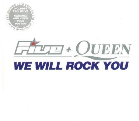 Queen + Five 'We Will Rock You' UK CD1 front sleeve