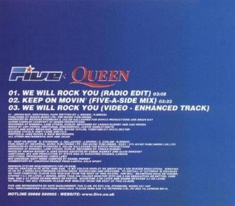 Queen + Five 'We Will Rock You' UK CD2 back sleeve