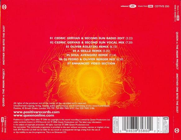 Queen 'Another One Bites The Dust' UK CD back sleeve