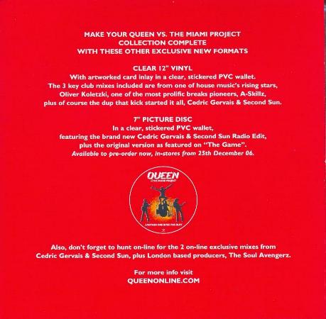 Queen 'Another One Bites The Dust' UK CD inner sleeve