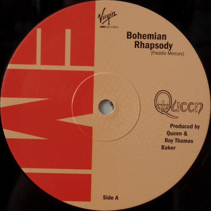 Queen 'Bohemian Rhapsody' UK 2015 12" reissue label