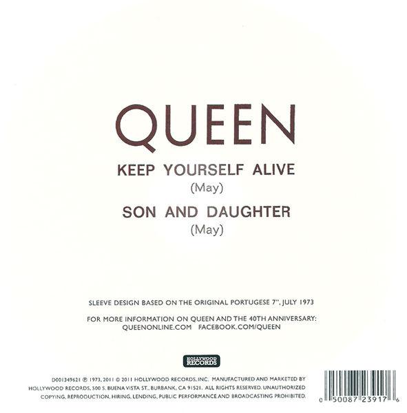 Queen 'Keep Yourself Alive' USA 7" reissue back sleeve