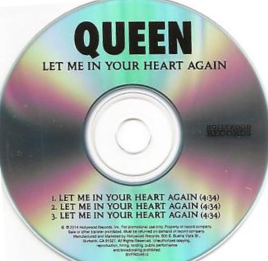 Queen 'Let Me In Your Heart Again' USA promo CD disc