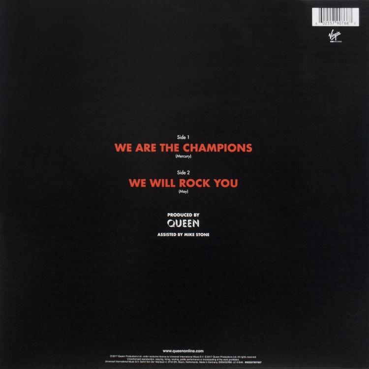 Queen 'We Are The Champions' UK 12" back sleeve
