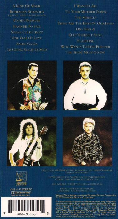 Queen 'Classic Queen' US VHS back sleeve