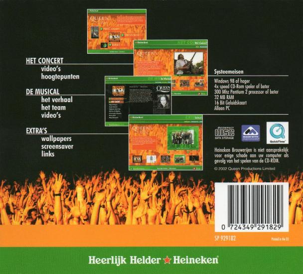 Queen 'Heineken Queen's Day' Dutch CD-Rom back sleeve