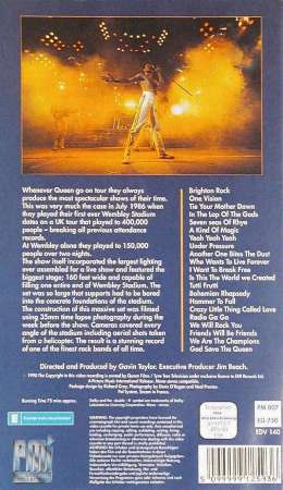 Queen 'Live At Wembley' UK VHS back sleeve