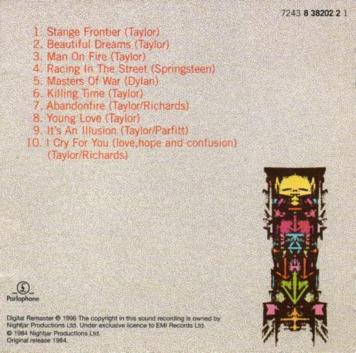 Roger Taylor 'Strange Frontier' UK CD booklet back sleeve