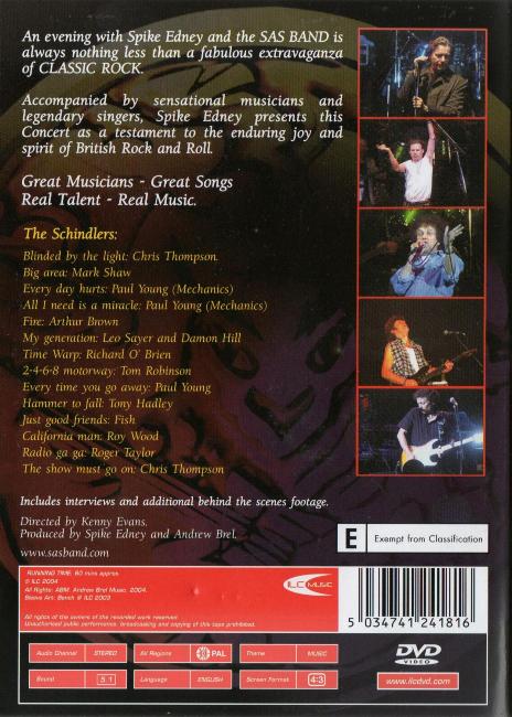 SAS Band 'The Show' UK DVD back sleeve